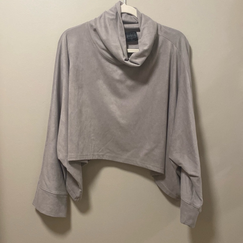 Lime & Vine Taupe Cropped Suede Turtleneck